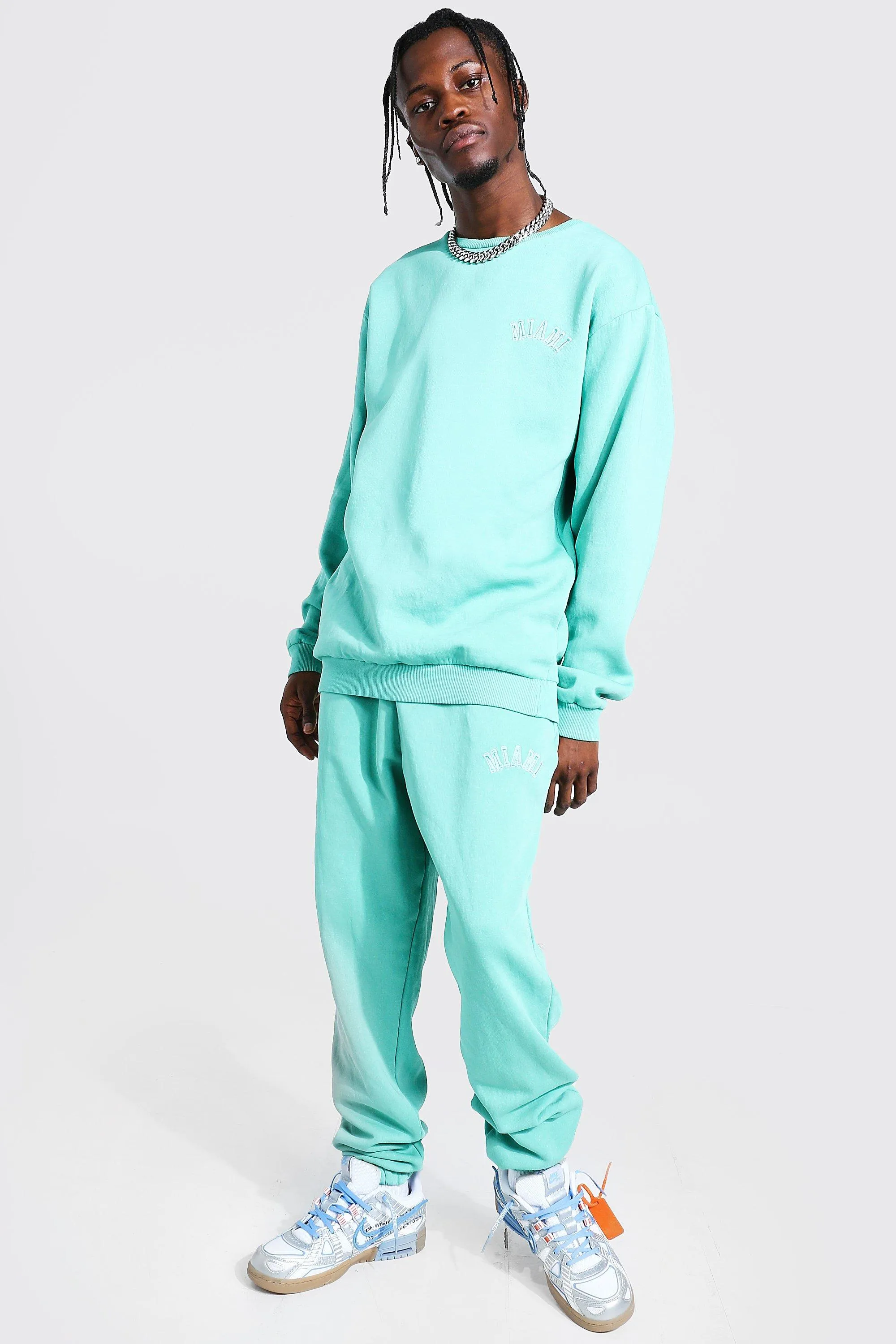 Overdyed Loose Fit Miami Tracksuit | boohooMAN UK