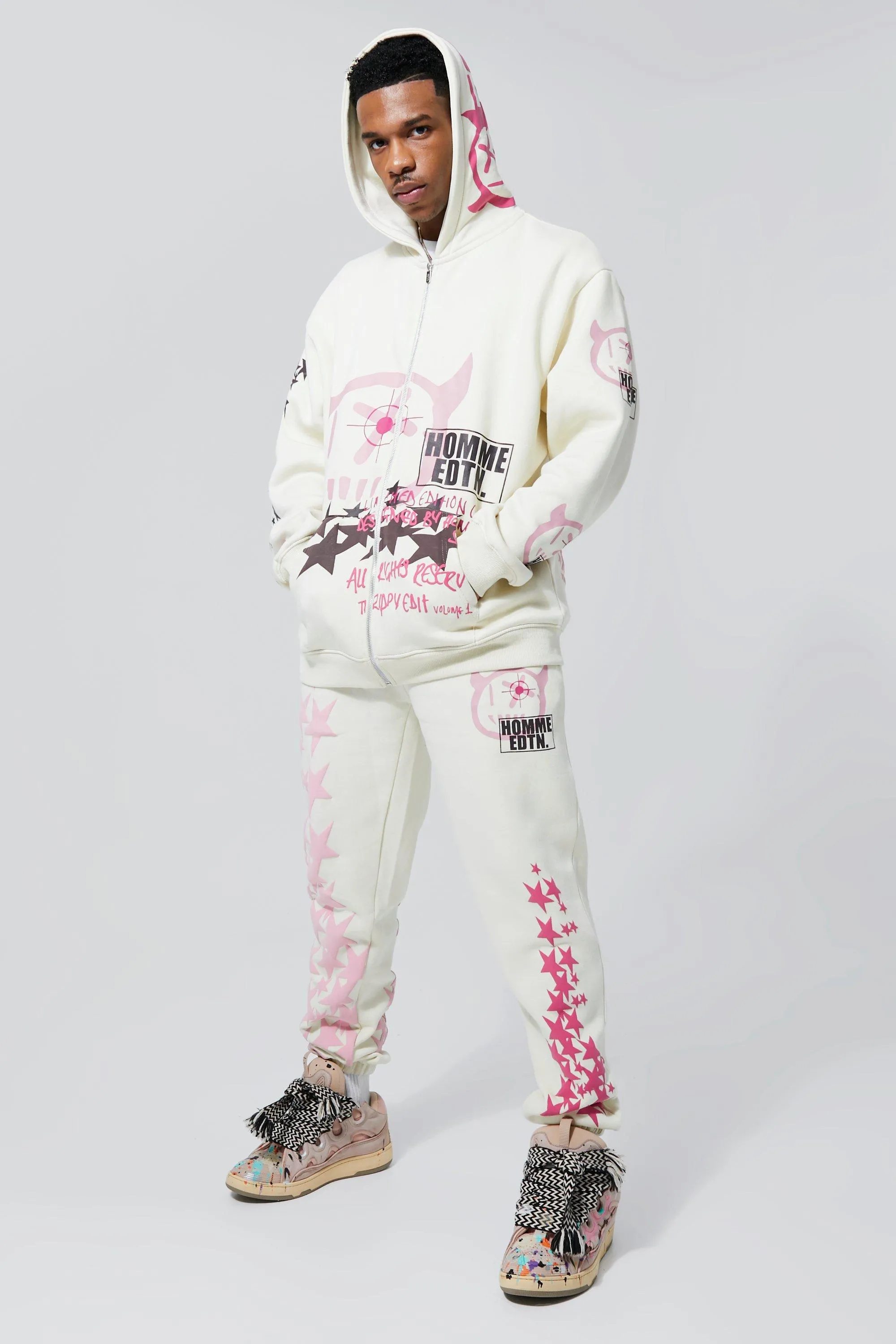 Oversized All Over Print Tracksuit | boohooMAN UK