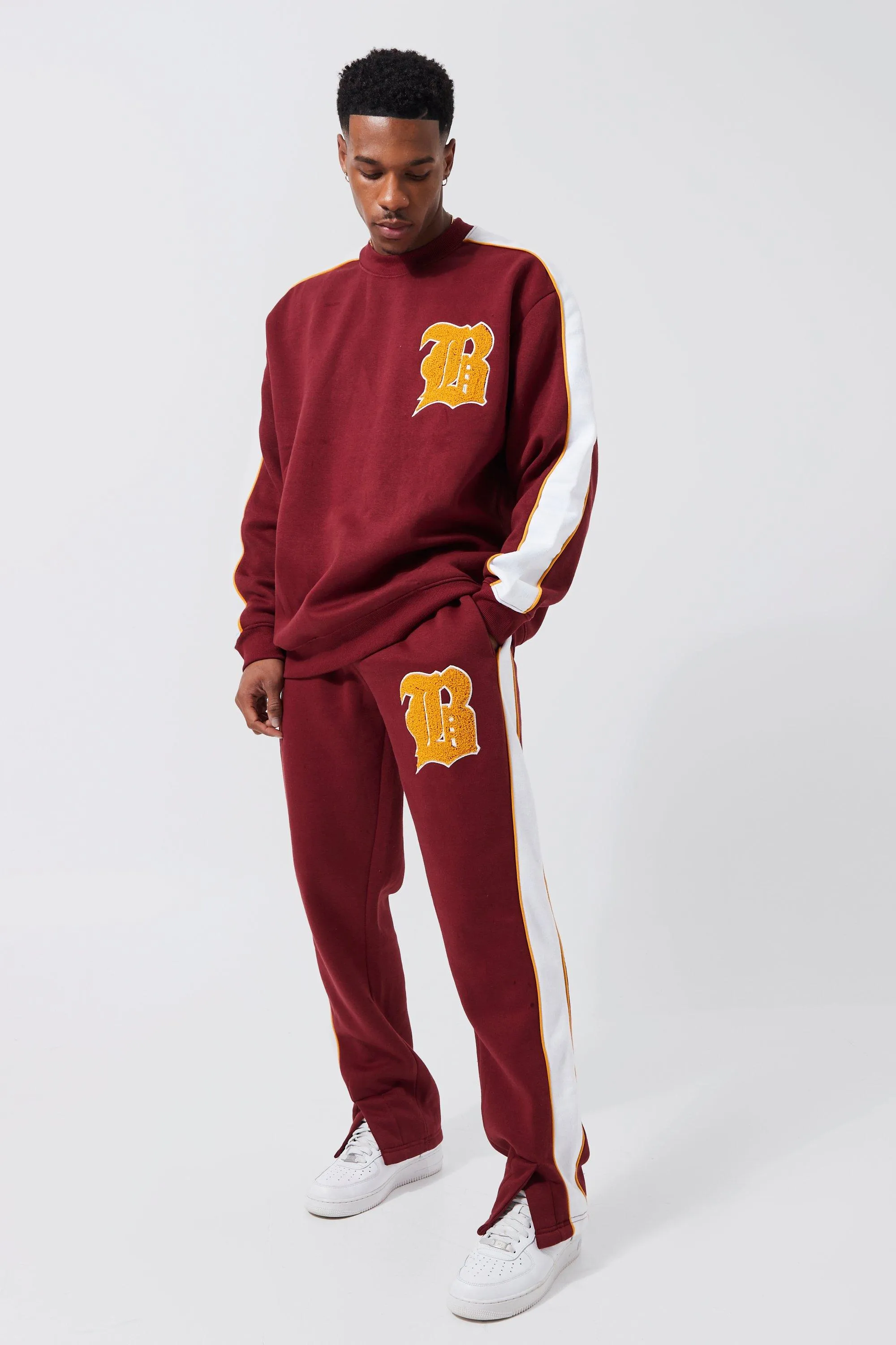 Oversized B Badge Sweatshirt Tracksuit | boohooMAN UK