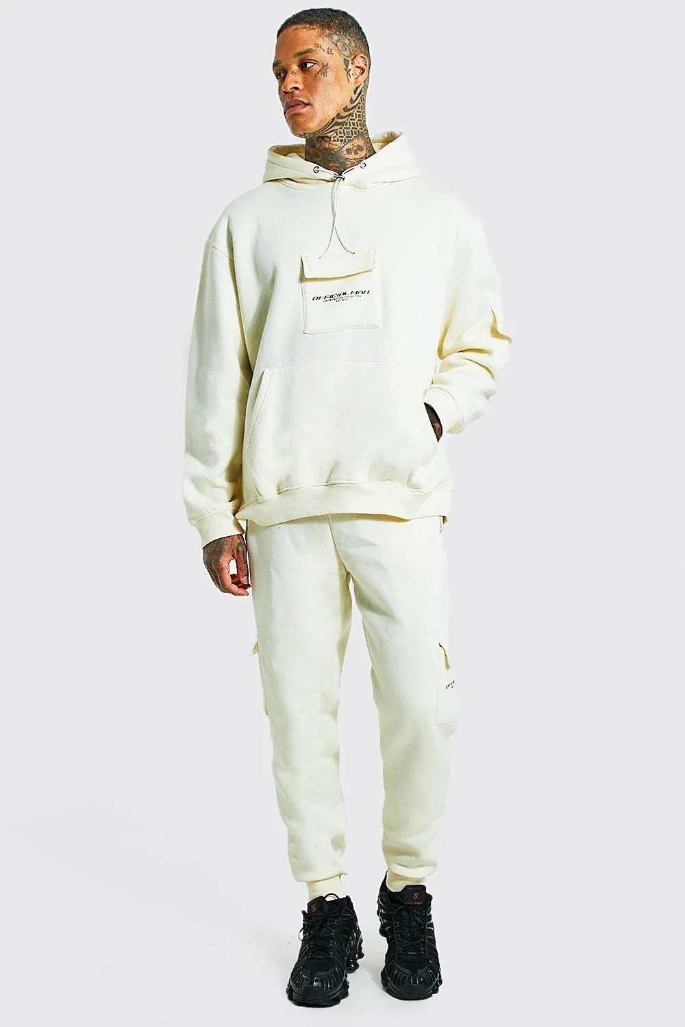 Oversized Limited Hooded Cargo Tracksuit | boohooMAN UK