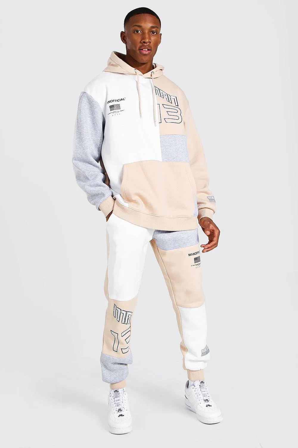 Oversized Man Spliced Varsity Tracksuit | boohooMAN UK