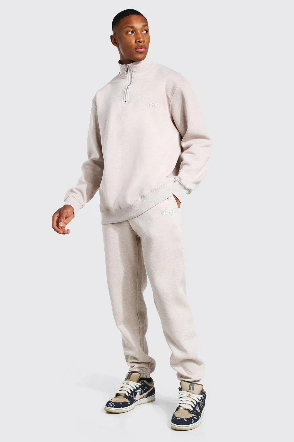 Oversized Overdyed Funnel Neck Tracksuit | boohooMAN UK