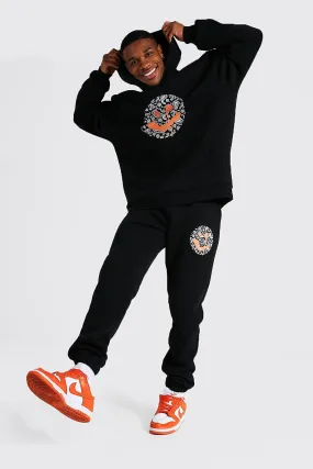 Oversized Paisley Drip Face Hooded Tracksuit