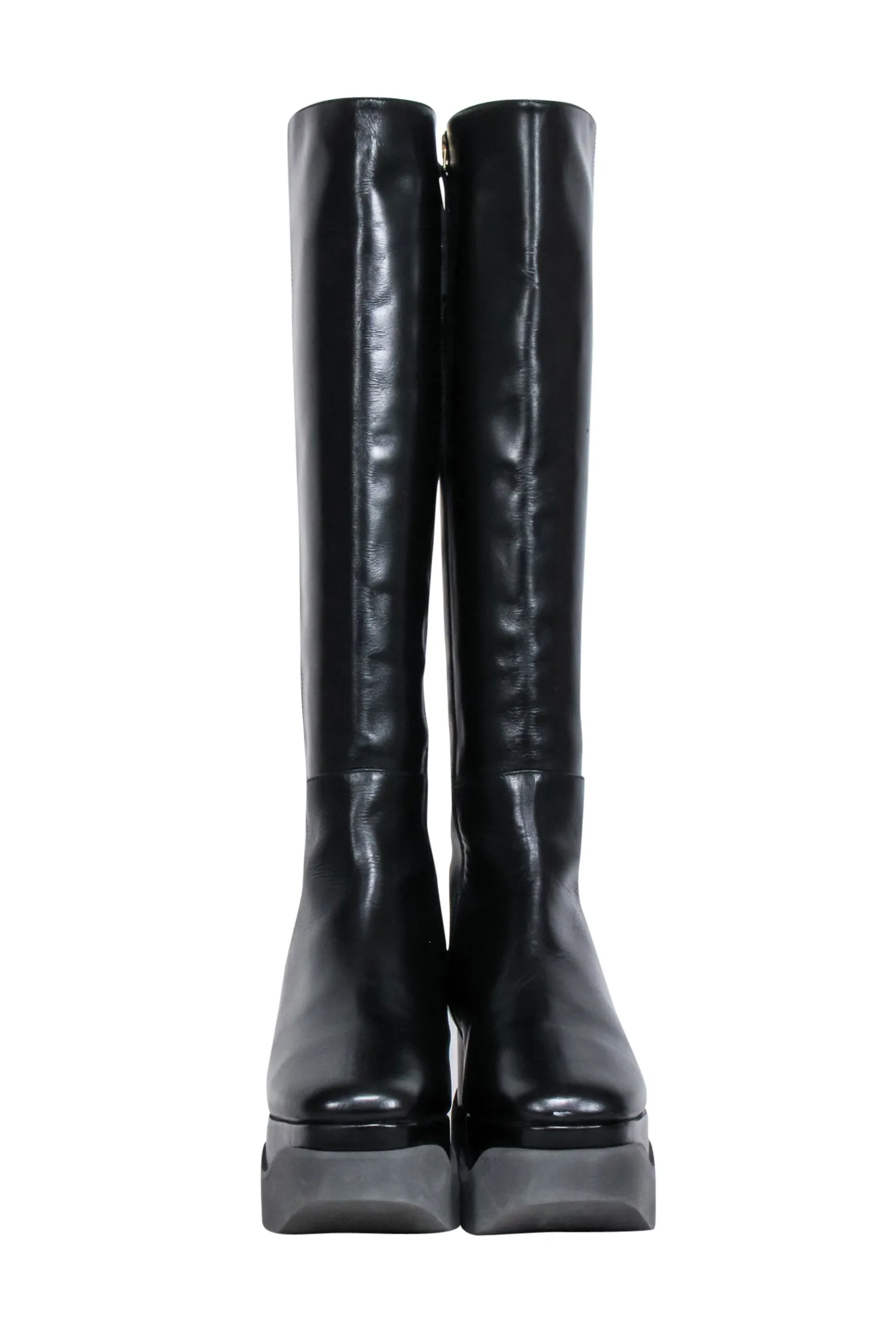 Paloma Barcelo - Black Leather Platform Tall Boots Sz 8.5