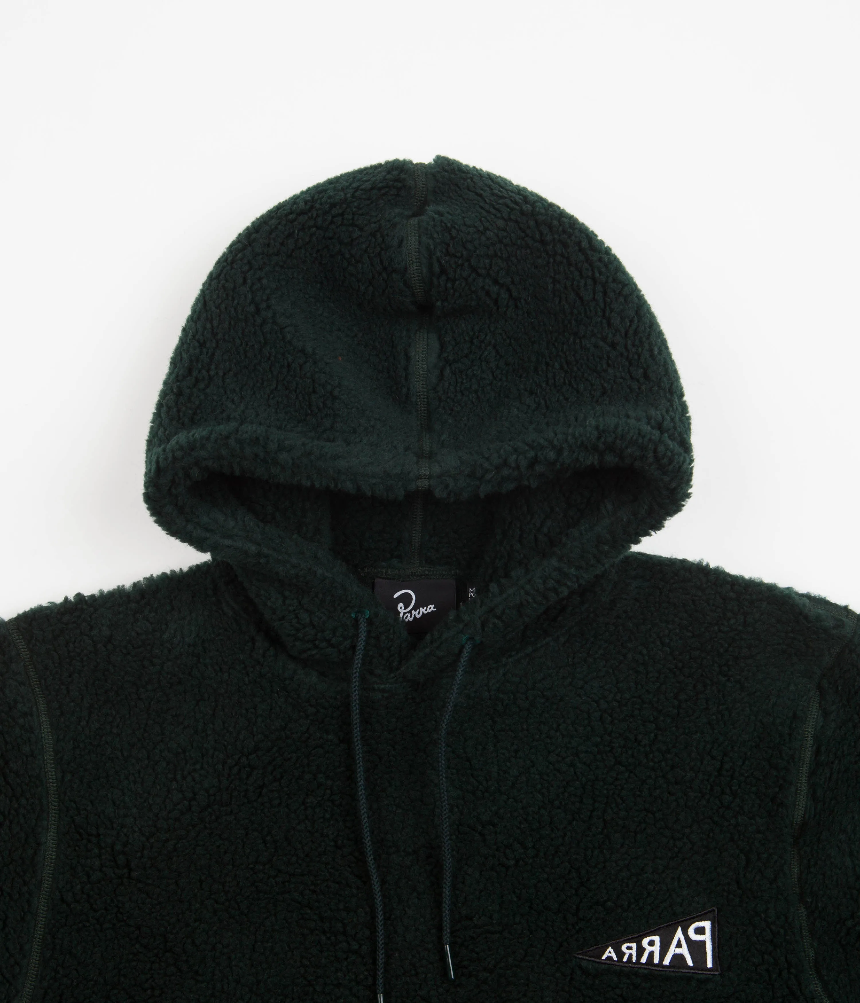 Parra Hooded Fleece - Pine Green Flag Logo Mirror Print