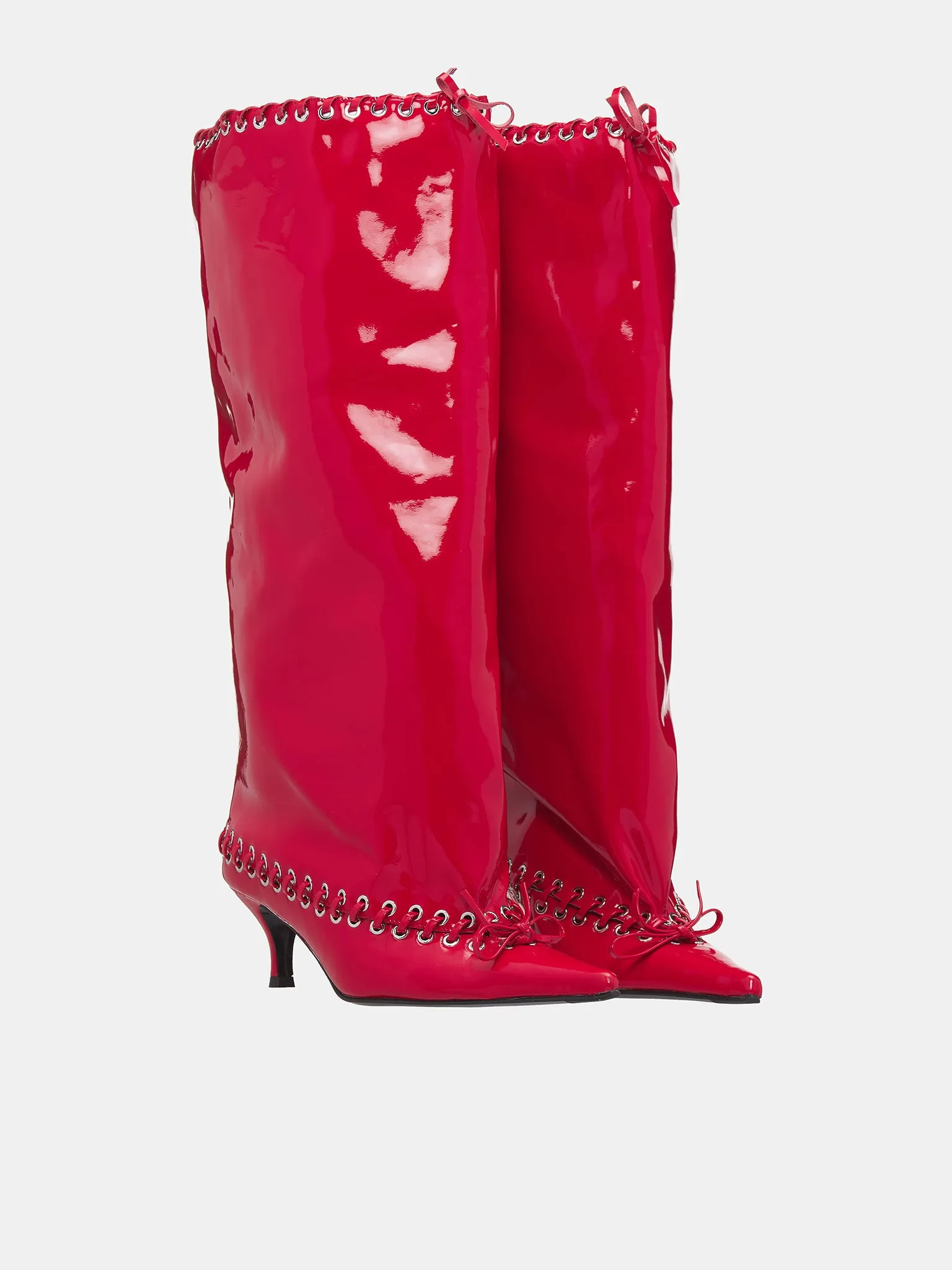 Patent Level Knee Boots (SH07-PATENT-RED)