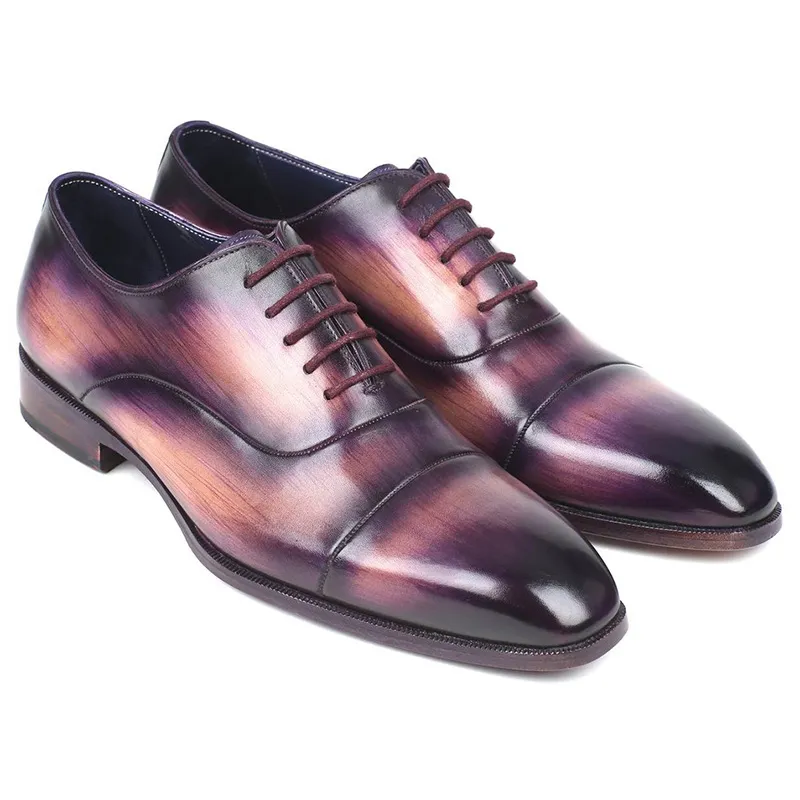 Leather Cap Toe Oxfords Purple