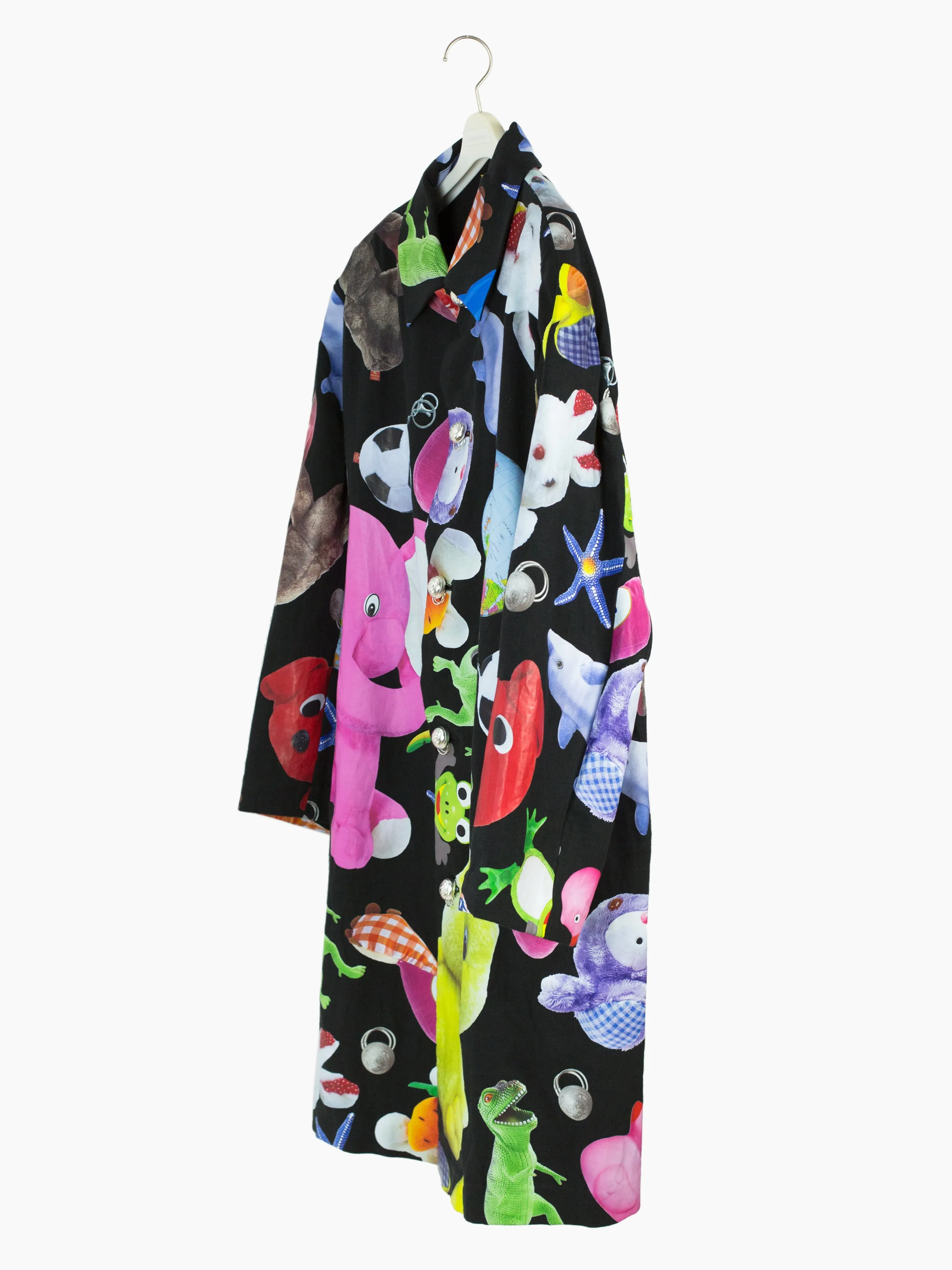 Allover Vinyl Print Linen Coat