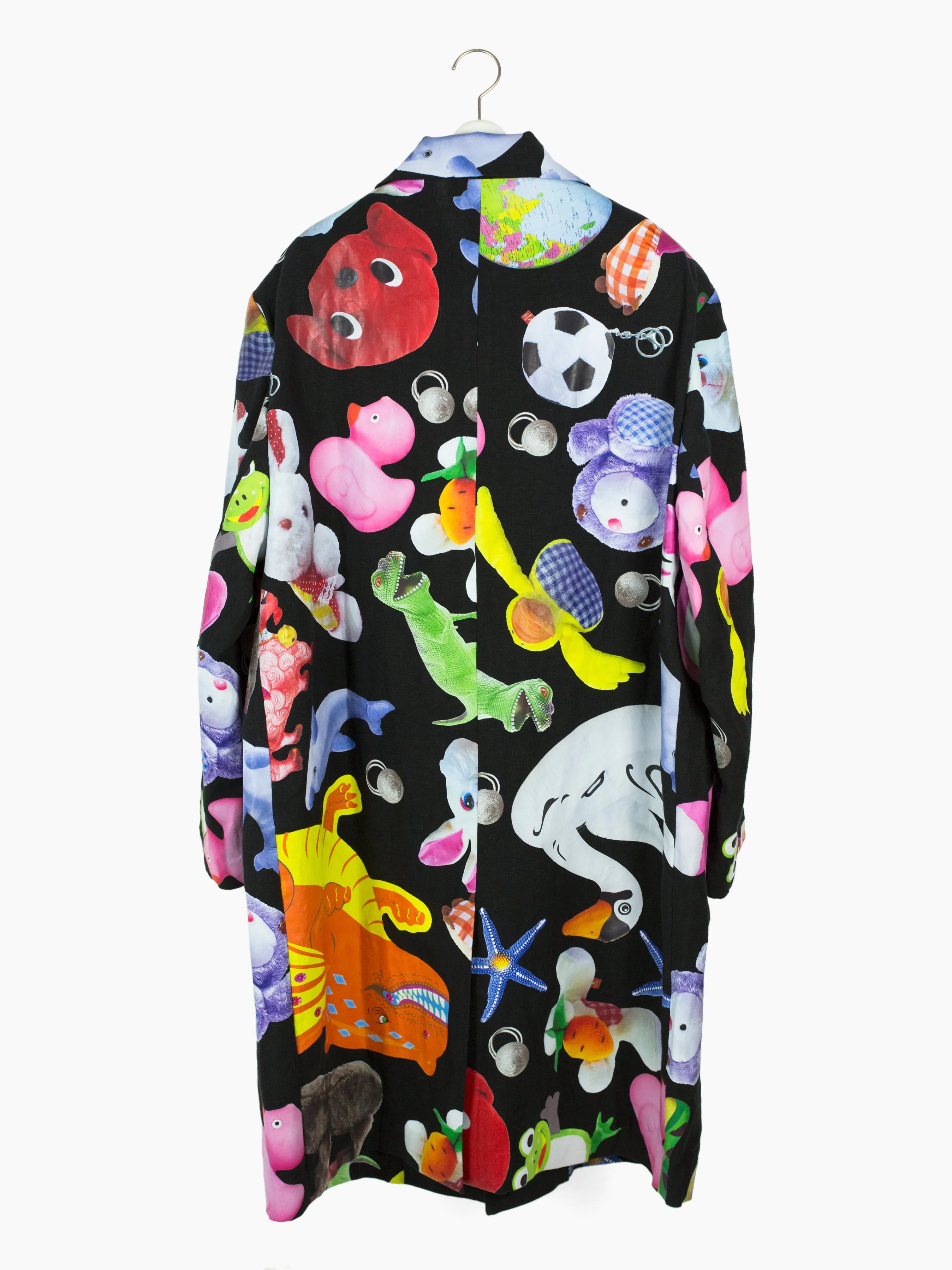 Allover Vinyl Print Linen Coat