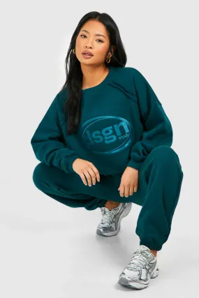 Petite Exposed Seam Dsgn Embroidered Tracksuit