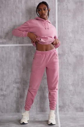 Petite High Waist Cuffed Joggers in Rose