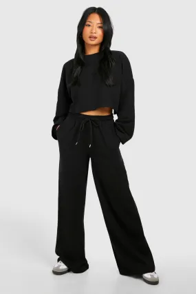 Petite Oversized Cropped Sweatshirt  Wide Leg Tracksuit