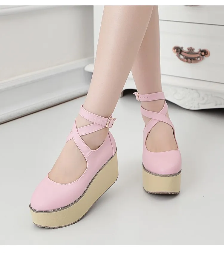 Lolita Pink Wedge Platform Creepers