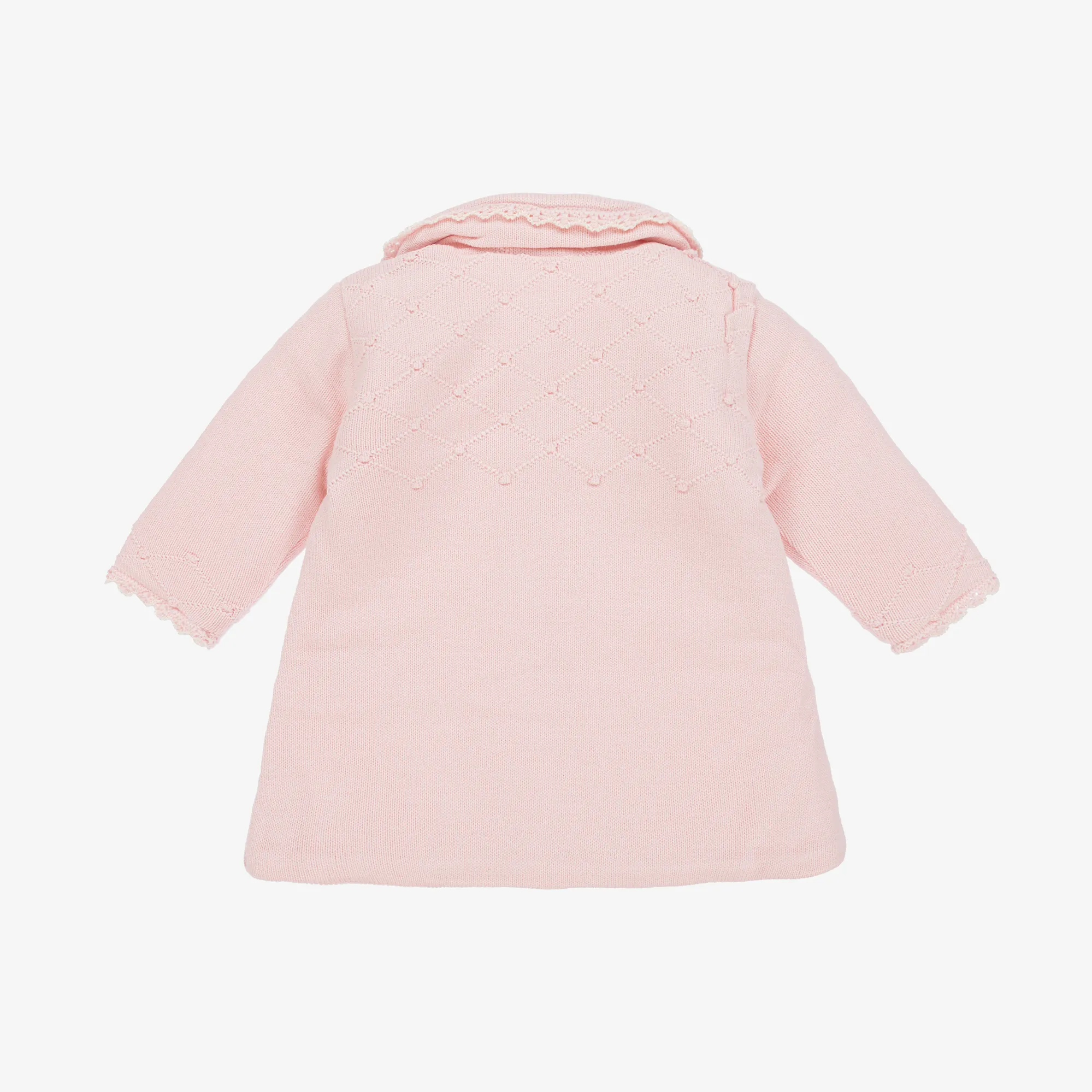 Pink Knitted Baby Girls Pram Coat