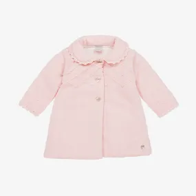 Pink Knitted Baby Girls Pram Coat