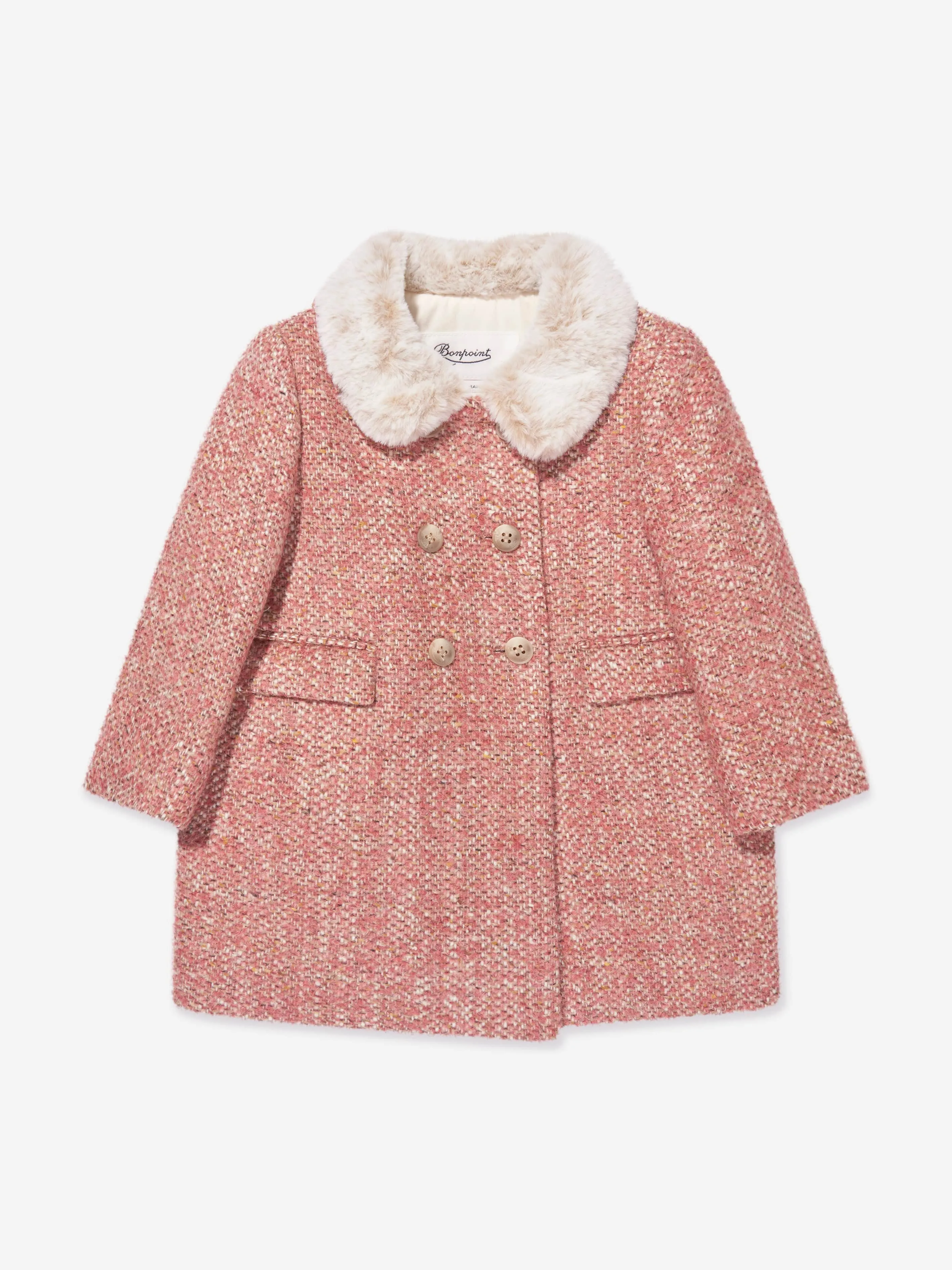 Pink Moka Coat for Baby Girls by Bonpoint