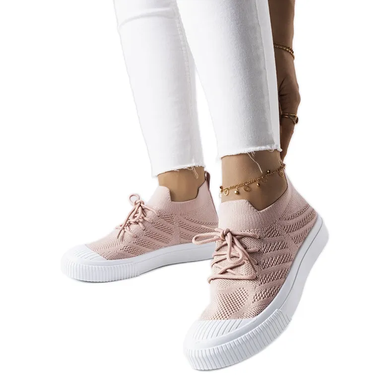 Pink Polaire stretch fabric sneakers