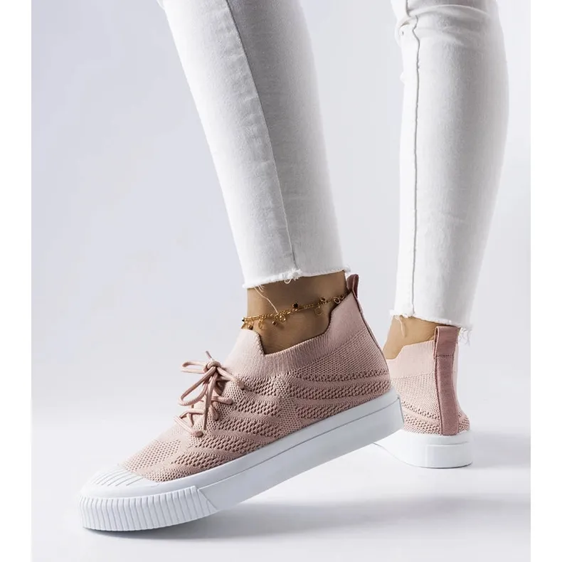 Pink Polaire stretch fabric sneakers