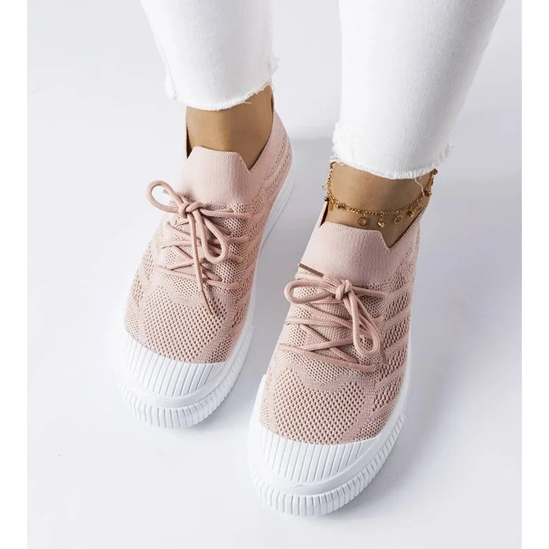 Pink Polaire stretch fabric sneakers