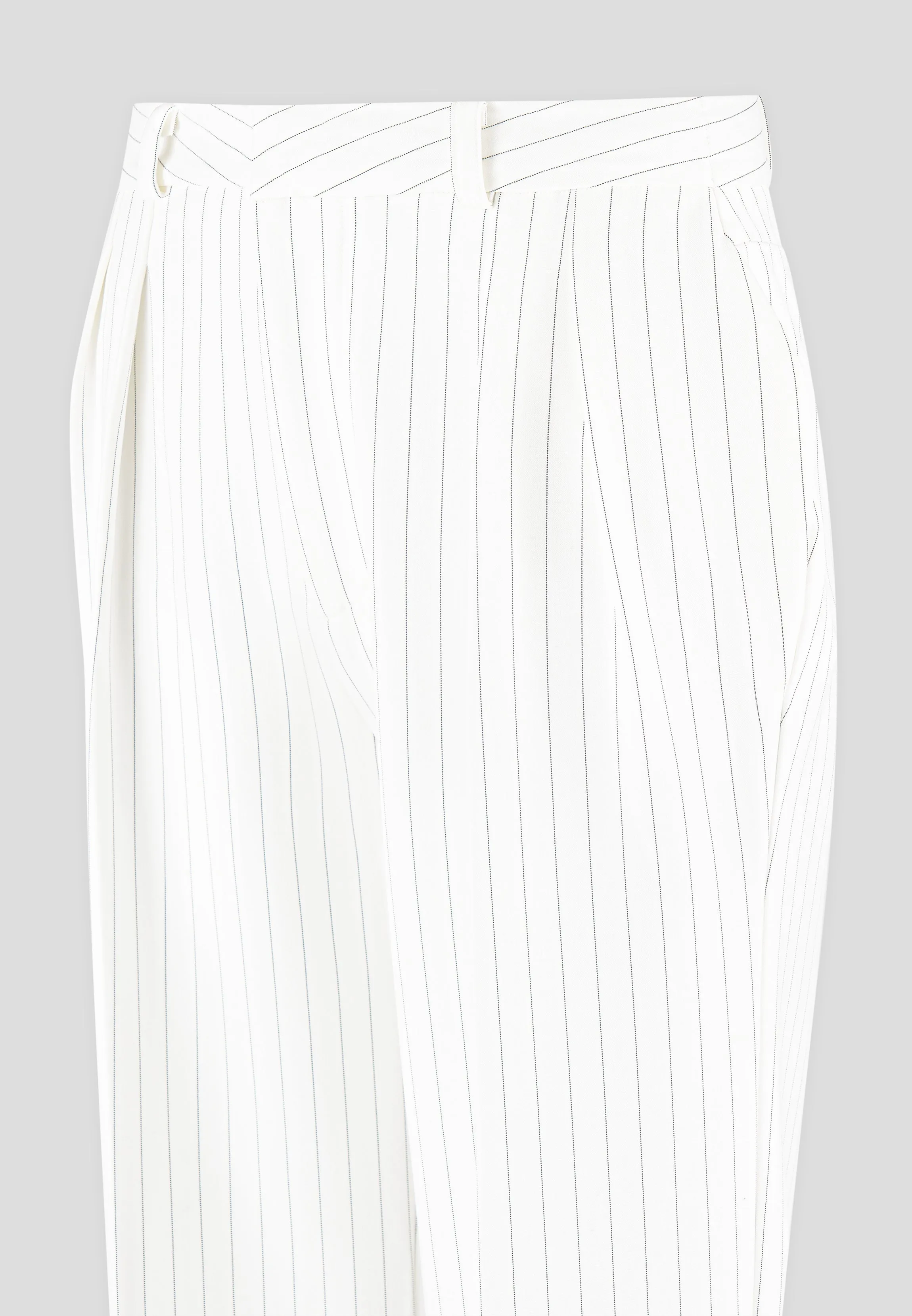 Pinstripe Twin Pleat Tailored Trousers - White