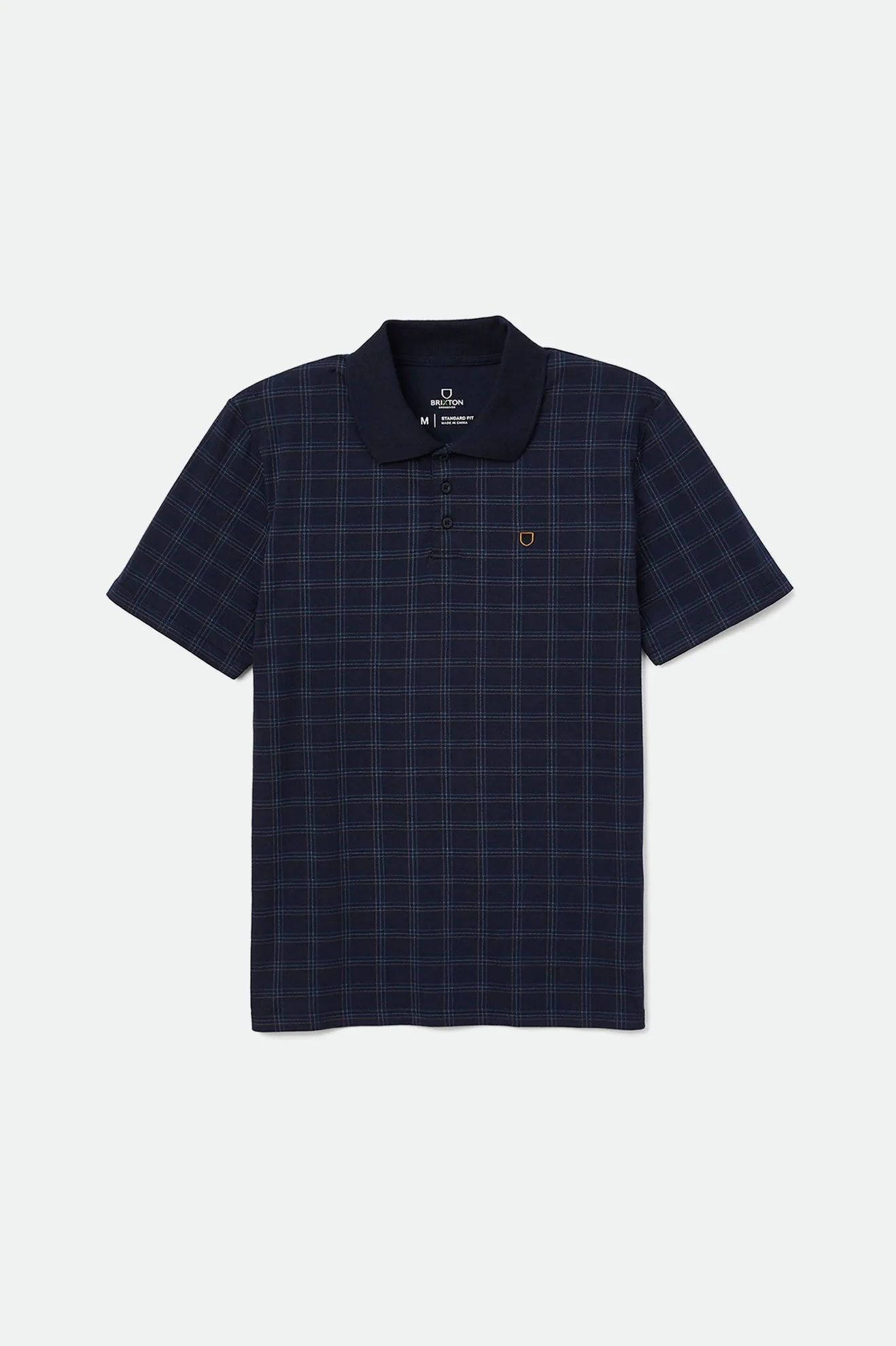 Plaid Utility S/S Polo Knit - Navy