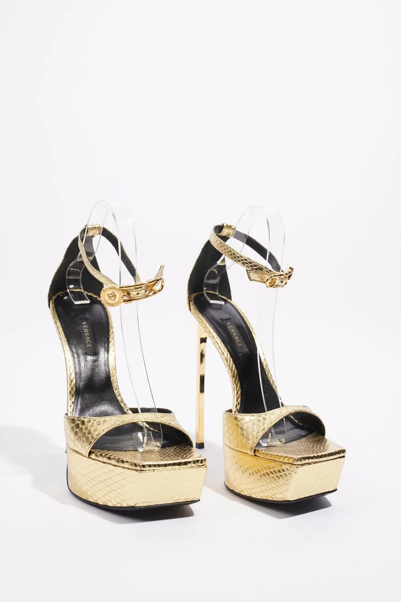 Platform Heels 140 Gold Leather EU 39 UK 6