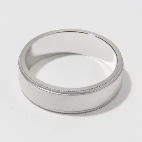 6mm Matte Platinum Flat Milgrain Wedding Band