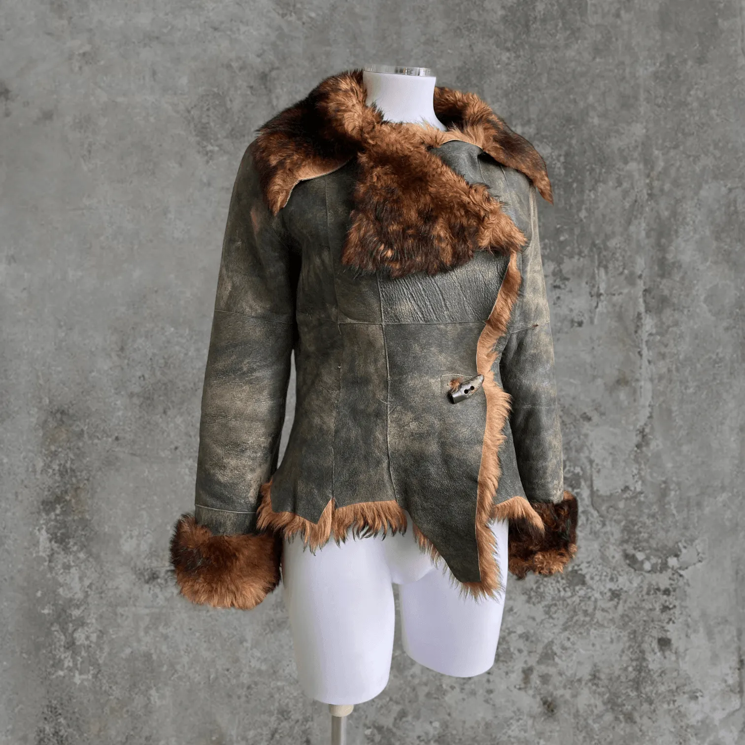 Plein Sud Leather Fur Coat Size Small - Shop Now