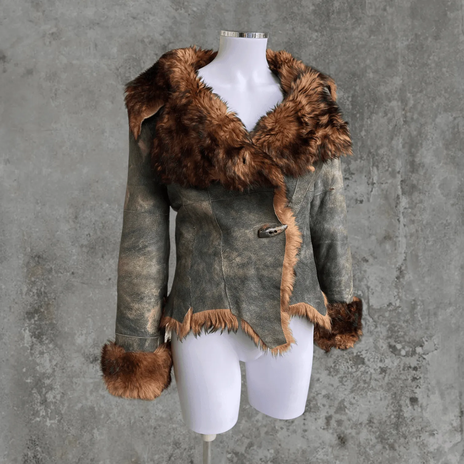 Plein Sud Leather Fur Coat Size Small - Shop Now