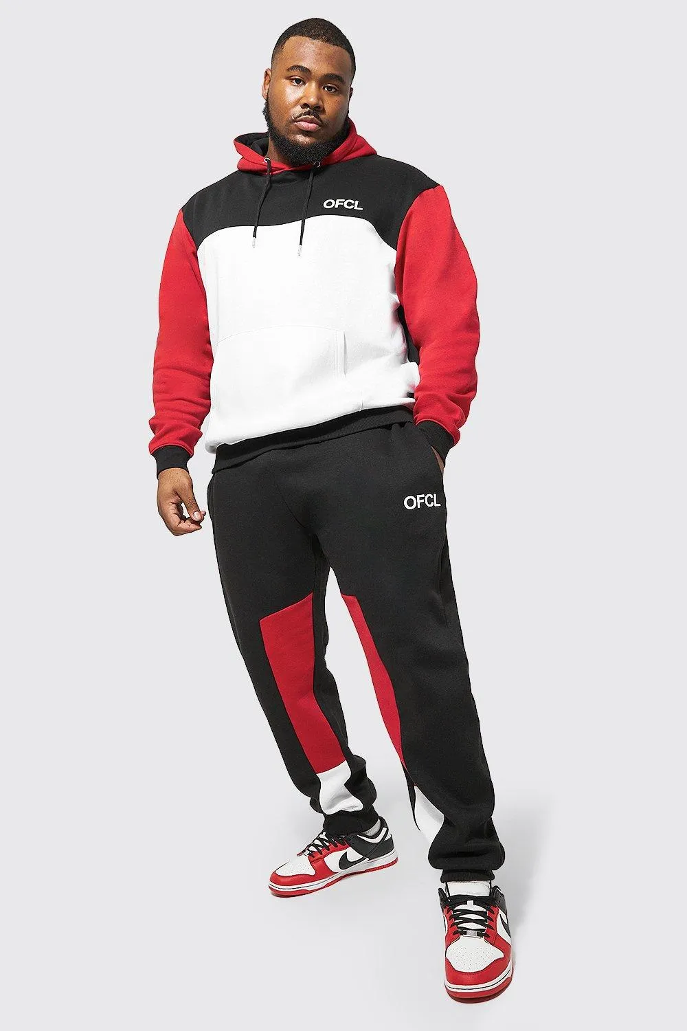 Plus Ofcl Colour Block Tracksuit | boohooMAN UK