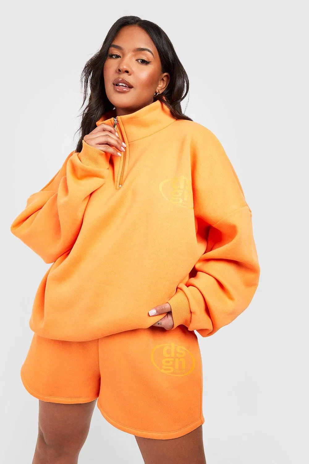 Plus Oversized Washed Short Tracksuit