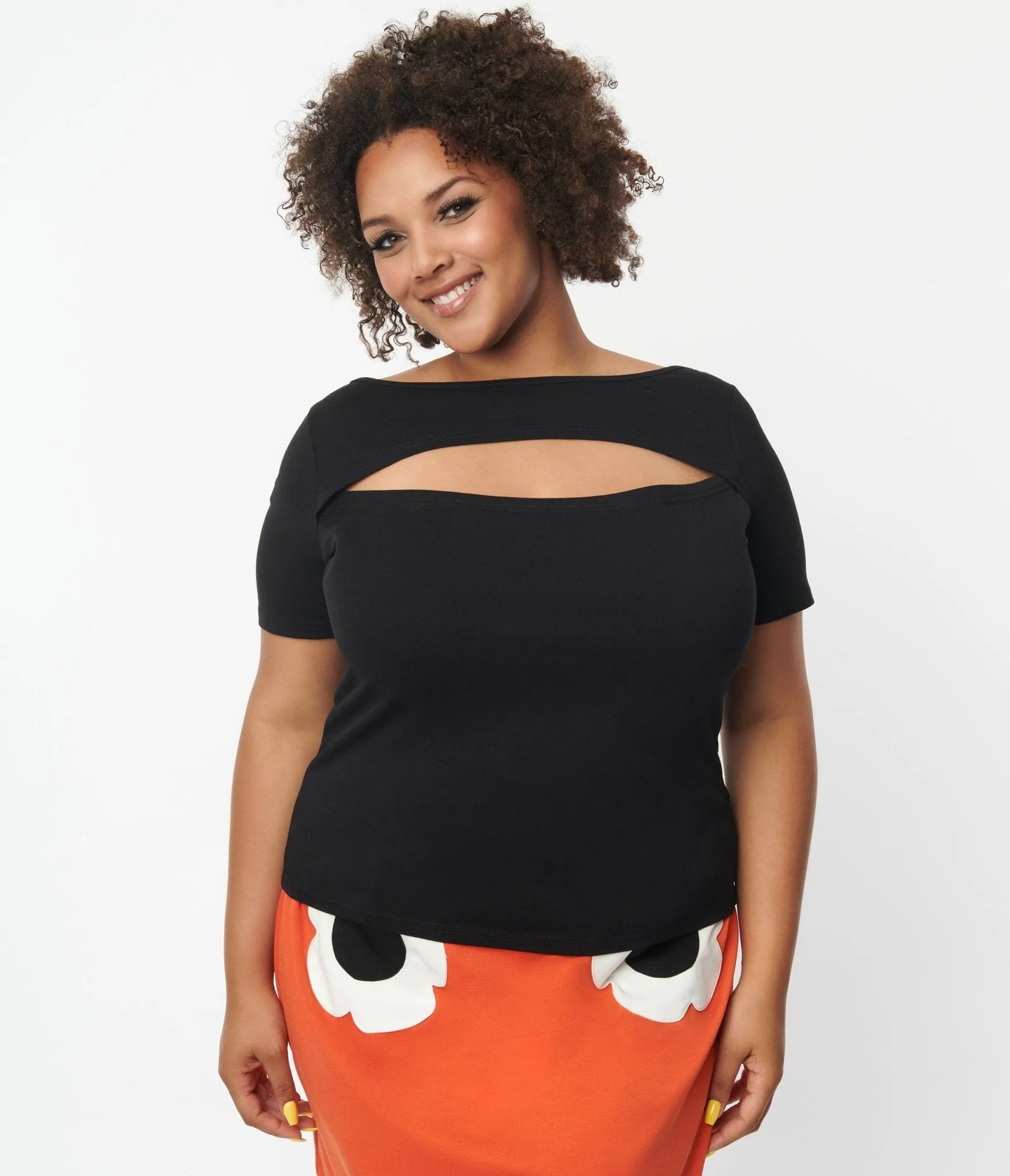 Plus Size Black Cut Out Top for Women