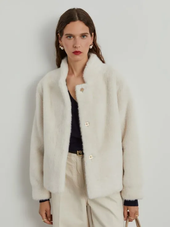 Pocketed fur coat