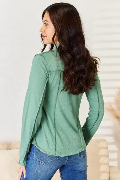 Long Sleeve Knit Top with Exposed Seams