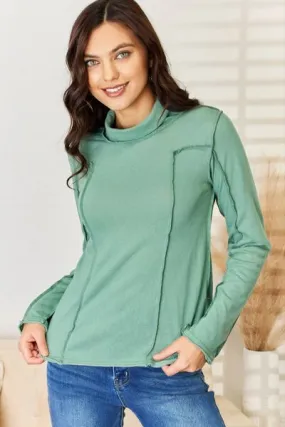 Long Sleeve Knit Top with Exposed Seams