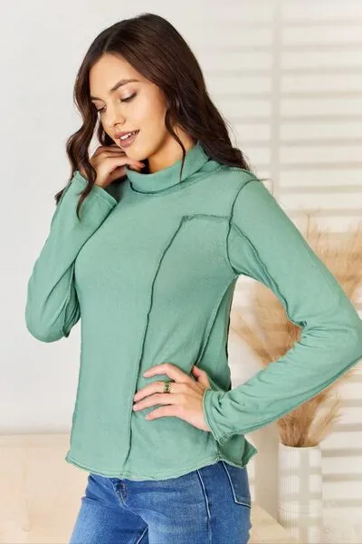 Long Sleeve Knit Top with Exposed Seams