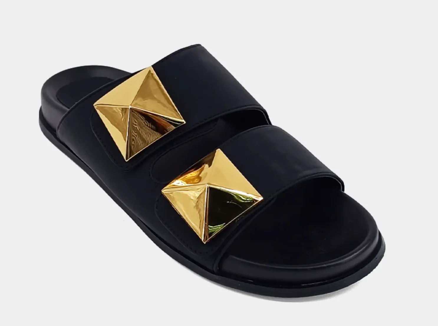 PREORDER Bernarda Studded Slide Sandals (Black Matte)