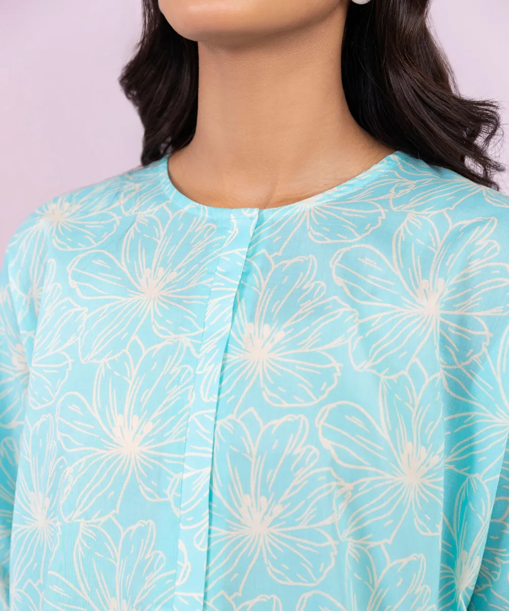 Shirt with Printed Lawn Pattern