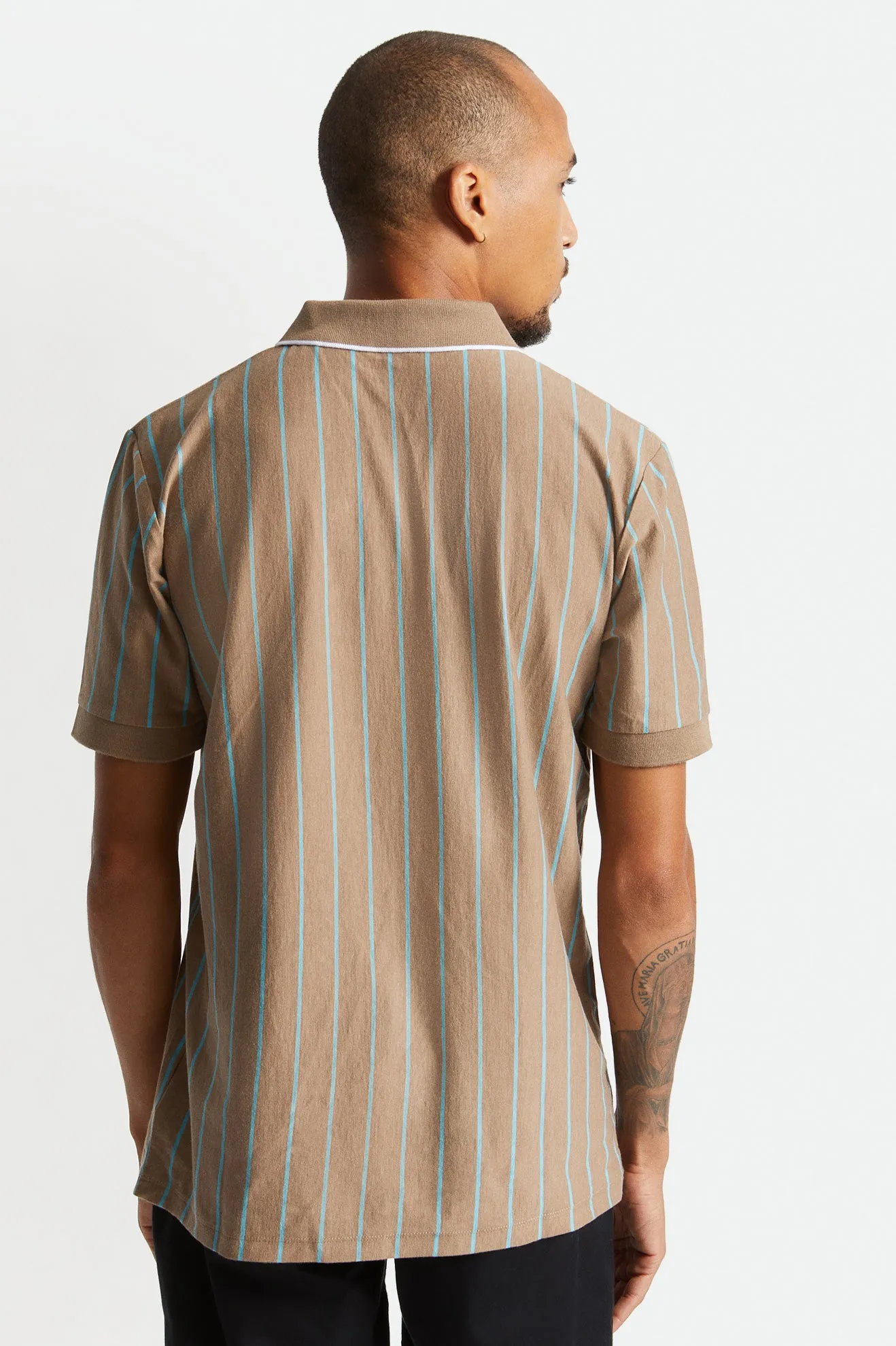 Proper Vertical S/S Polo Knit - Twig/Teal