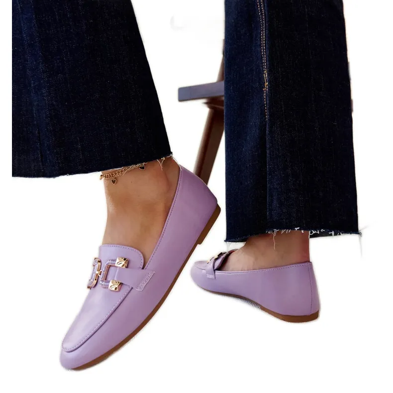 Violet Buckle Moccasins by Purple Comerio