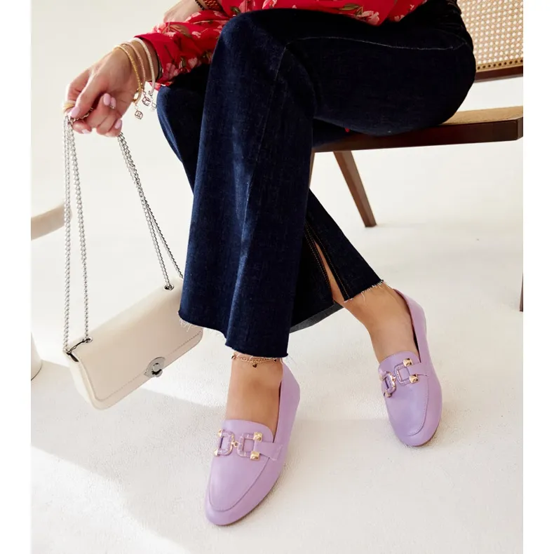 Violet Buckle Moccasins by Purple Comerio