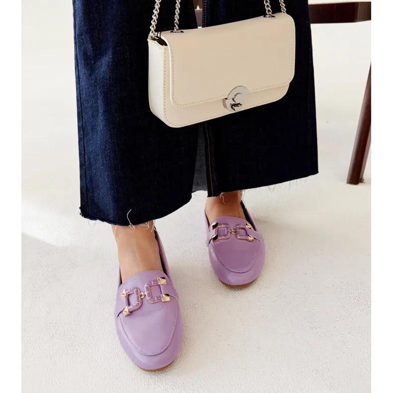 Violet Buckle Moccasins by Purple Comerio