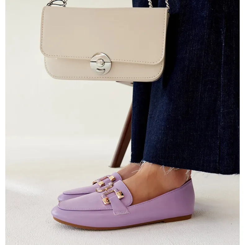 Violet Buckle Moccasins by Purple Comerio