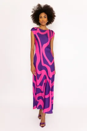 Purple Printed Vanessa Midi Dress