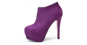 Purple Suede Ankle Stiletto Platform Boots