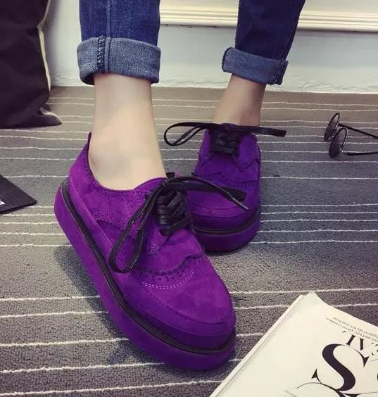 Retro Suede Platform Shoes