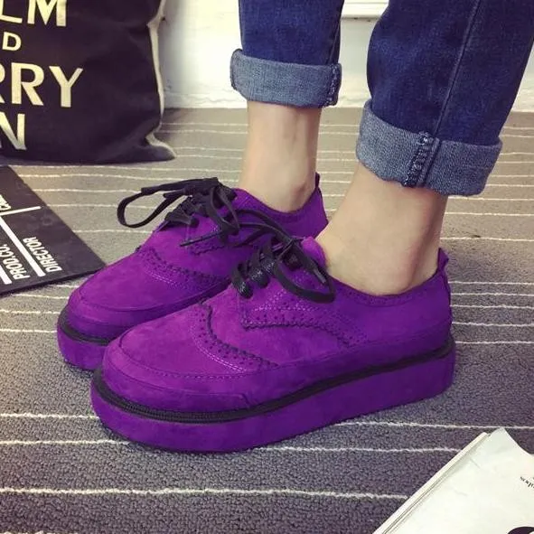 Retro Suede Platform Shoes