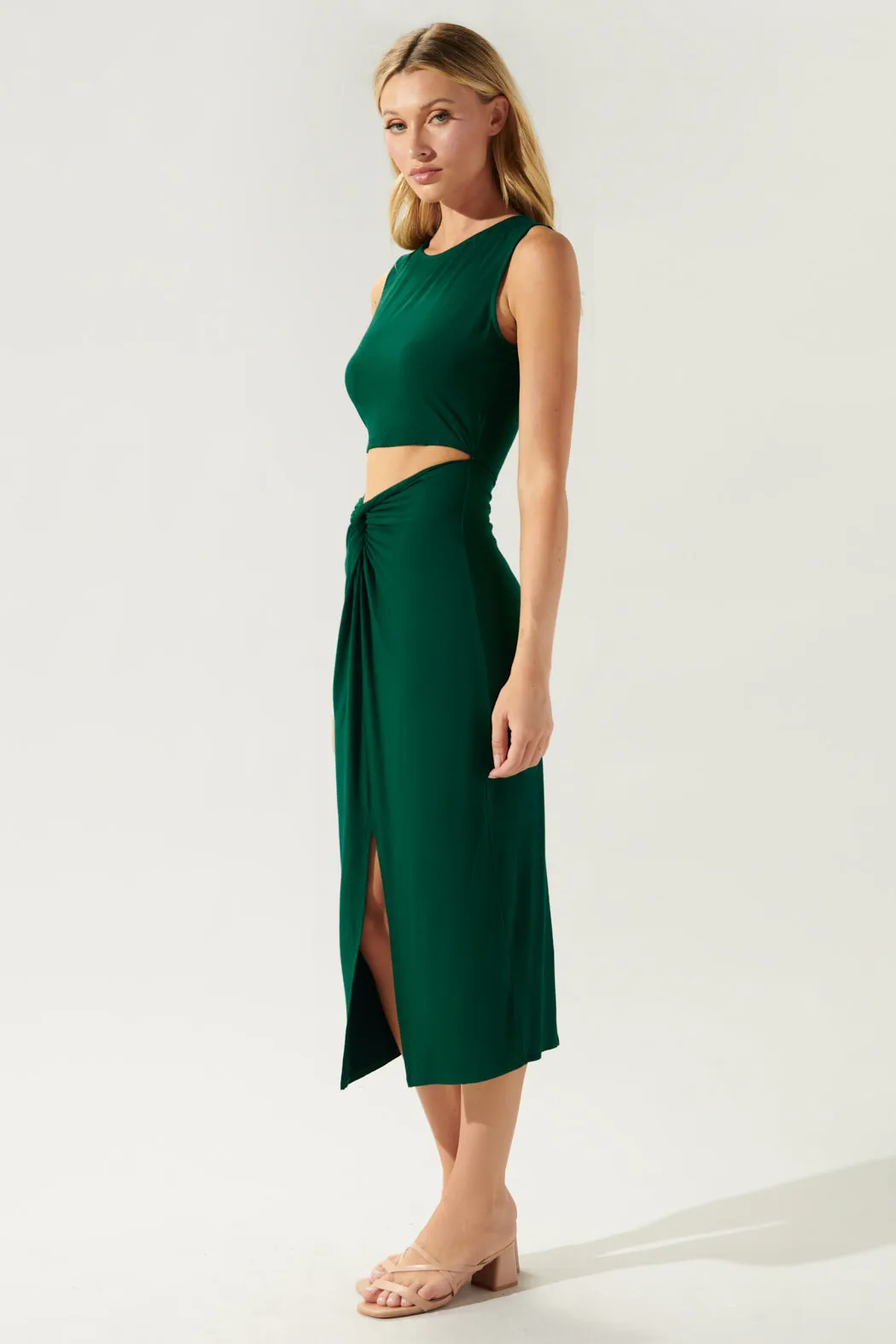 Raya Cut Out Twist Front Jersey Knit Dress