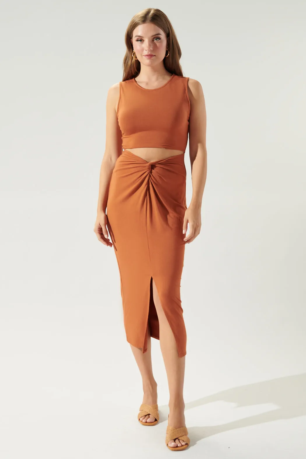 Raya Cut Out Twist Front Jersey Knit Dress