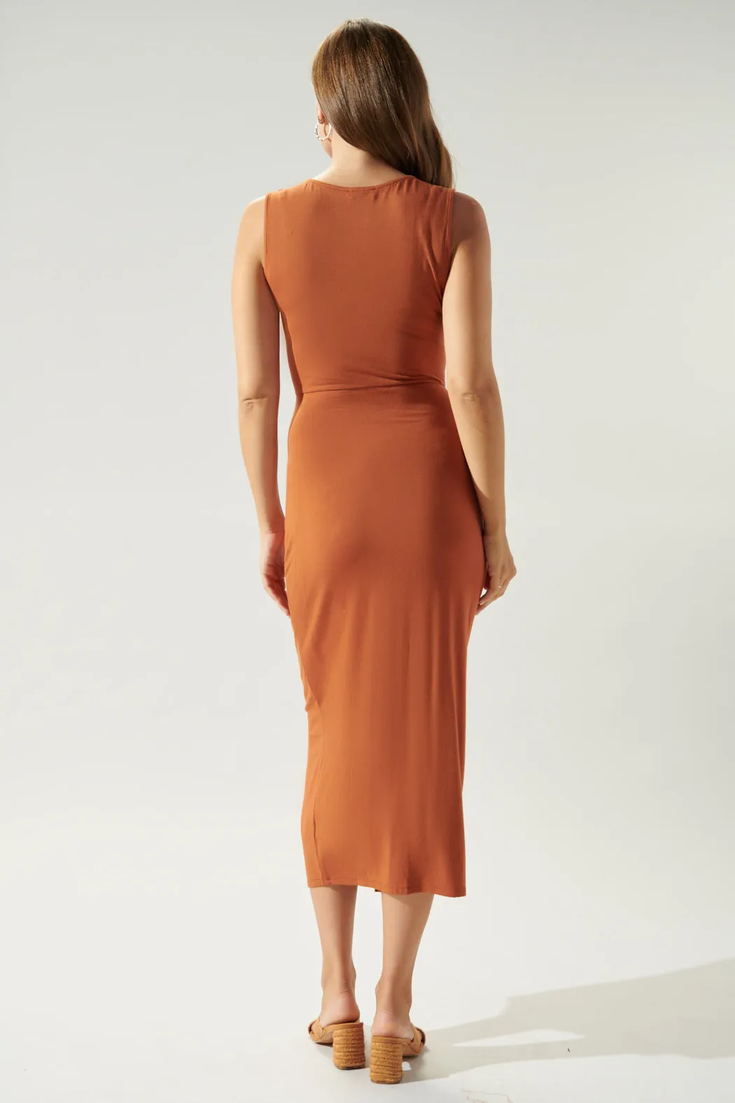 Raya Cut Out Twist Front Jersey Knit Dress